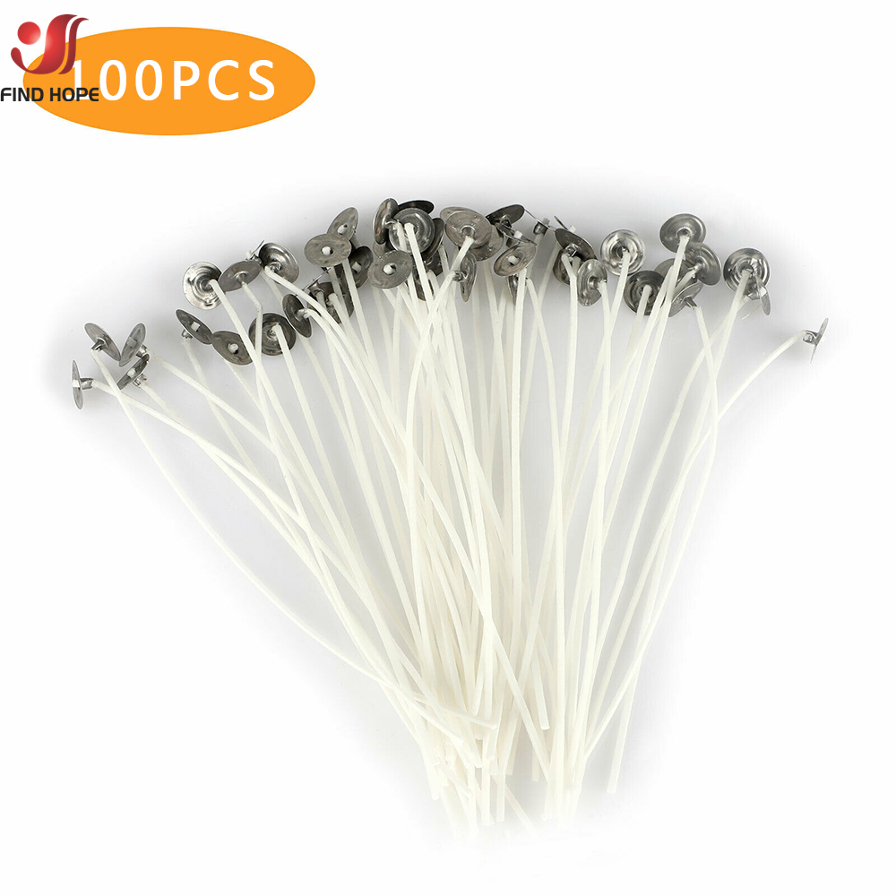 Cotton Wick Pre Tabbed - 100 шт./пакет, бездымные фитили для свечей,